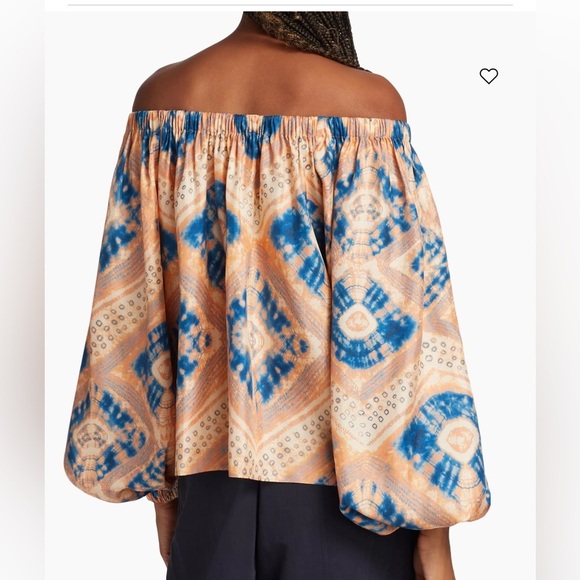 Ulla Johnson Nadya Printed Silk Off-the-Shoulder Blouse - Picture 4 of 9